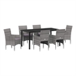 Afuera Living 7 Piece Poly Rattan Garden Dining Set with Cushions in Gray