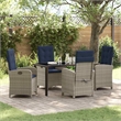 Afuera Living 5 Piece Poly Rattan Garden Dining Set with Cushions in Gray