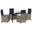 Afuera Living 5 Piece Poly Rattan Garden Dining Set with Cushions in Gray