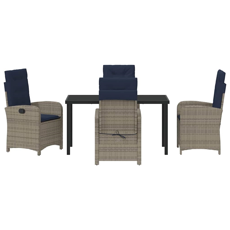 Afuera Living 5 Piece Poly Rattan Garden Dining Set with Cushions in Gray