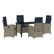 Afuera Living 5 Piece Poly Rattan Garden Dining Set with Cushions in Gray