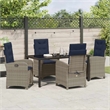 Afuera Living 5 Piece Poly Rattan Garden Dining Set with Cushions in Gray