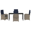 Afuera Living 5 Piece Poly Rattan Garden Dining Set with Cushions in Gray