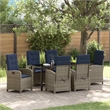 Afuera Living 7 Piece Poly Rattan Garden Dining Set with Cushions in Gray