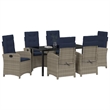 Afuera Living 7 Piece Poly Rattan Garden Dining Set with Cushions in Gray