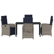 Afuera Living 5 Piece Poly Rattan Garden Dining Set with Cushions in Gray