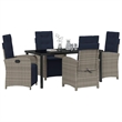 Afuera Living 5 Piece Poly Rattan Garden Dining Set with Cushions in Gray