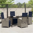 Afuera Living 5 Piece Poly Rattan Garden Dining Set with Cushions in Gray