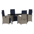 Afuera Living 5 Piece Poly Rattan Garden Dining Set with Cushions in Gray
