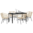 Afuera Living 5 Piece Poly Rattan Garden Dining Set in Brown