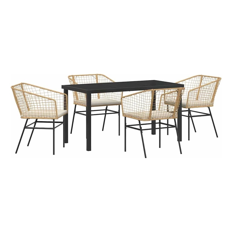 Afuera Living 5 Piece Poly Rattan Garden Dining Set in Brown