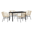 Afuera Living 5 Piece Poly Rattan Garden Dining Set in Brown