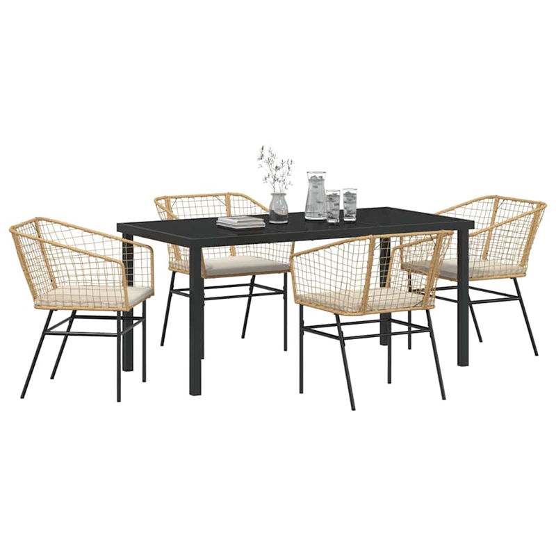 Afuera Living 5 Piece Poly Rattan Garden Dining Set in Brown