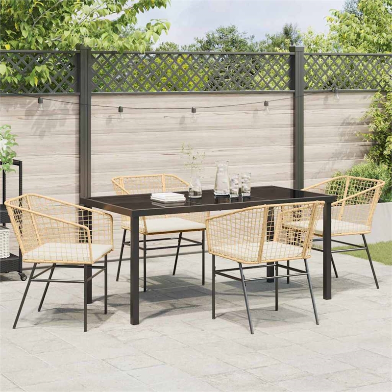 Afuera Living 5 Piece Poly Rattan Garden Dining Set in Brown