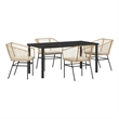Afuera Living 5 Piece Poly Rattan Garden Dining Set in Brown
