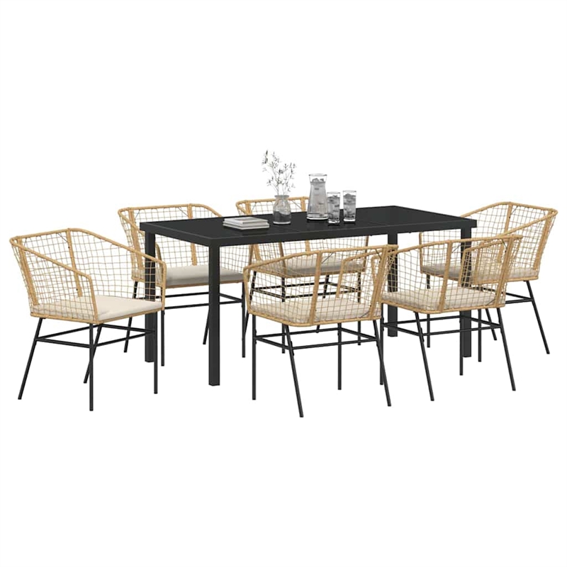 Afuera Living 7 Piece Poly Rattan Garden Dining Set in Brown