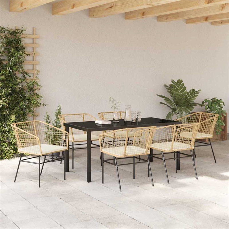 Afuera Living 7 Piece Poly Rattan Garden Dining Set in Brown