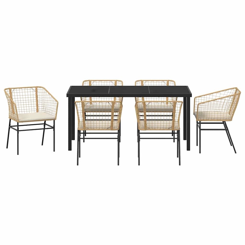 Afuera Living 7 Piece Poly Rattan Garden Dining Set in Brown