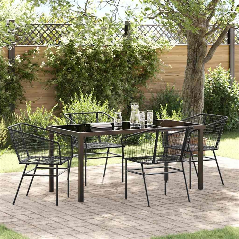 Afuera Living 5 Piece Poly Rattan Garden Dining Set in Black