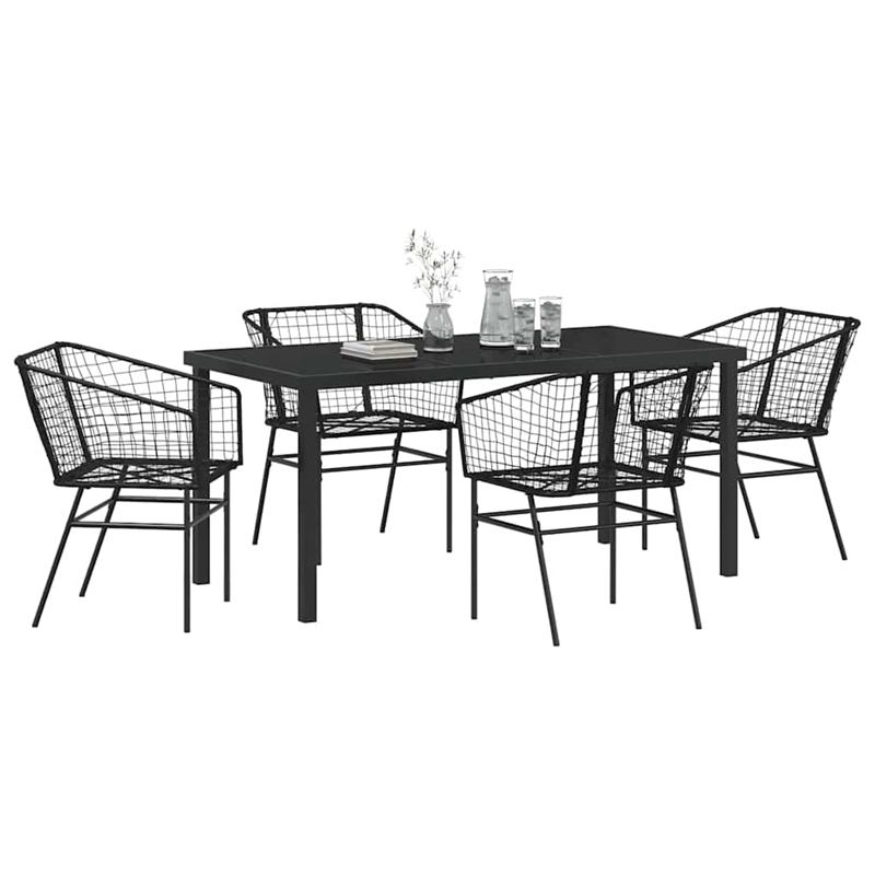 Afuera Living 5 Piece Poly Rattan Garden Dining Set in Black