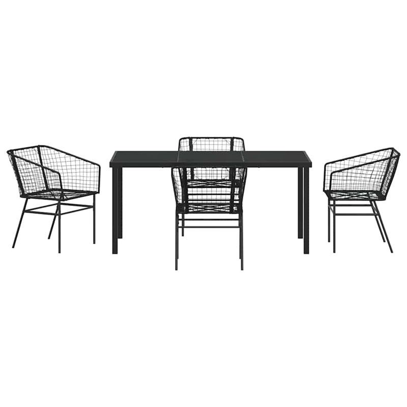 Afuera Living 5 Piece Poly Rattan Garden Dining Set in Black