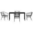 Afuera Living 5 Piece Poly Rattan Garden Dining Set in Black