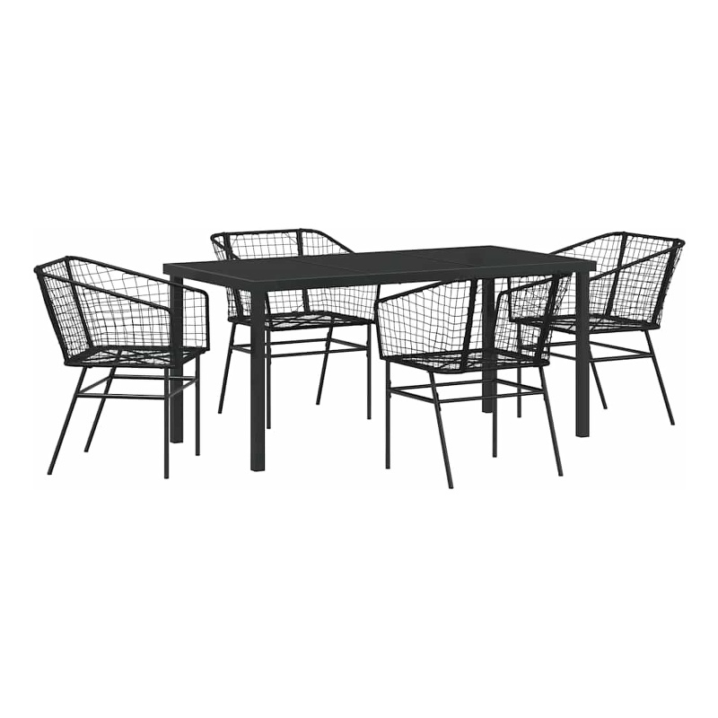 Afuera Living 5 Piece Poly Rattan Garden Dining Set in Black