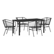 Afuera Living 5 Piece Poly Rattan Garden Dining Set in Black