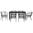 Afuera Living 7 Piece Poly Rattan Garden Dining Set in Black