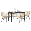 Afuera Living 5 Piece Poly Rattan Garden Dining Set in Brown