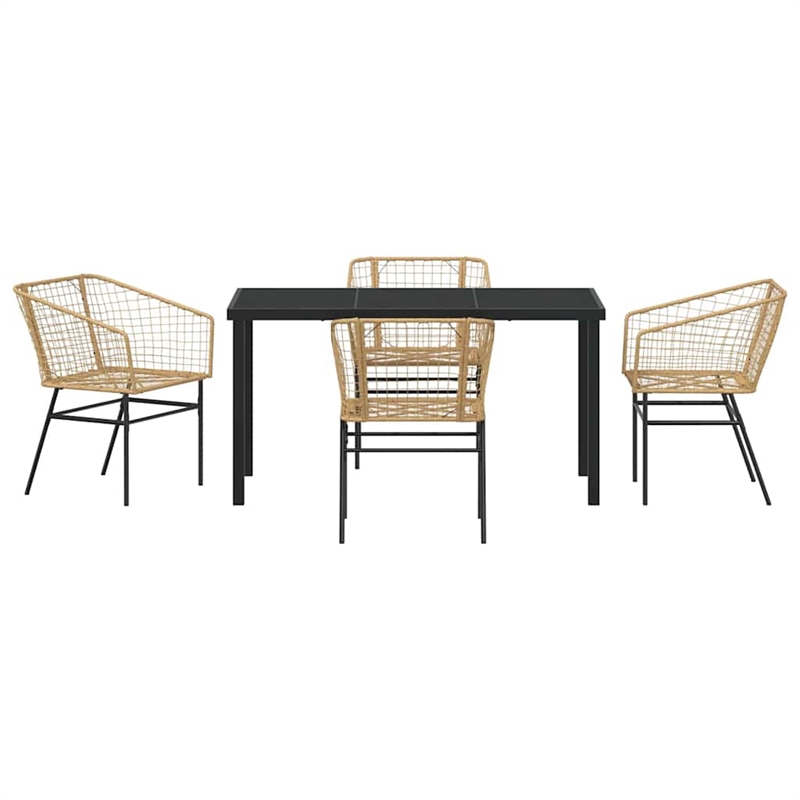 Afuera Living 5 Piece Poly Rattan Garden Dining Set in Brown