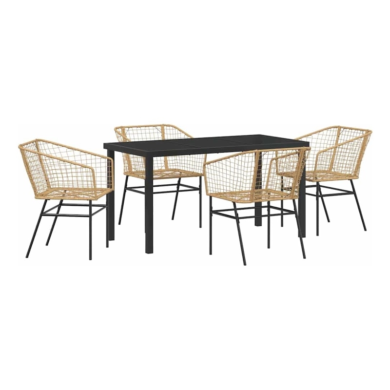 Afuera Living 5 Piece Poly Rattan Garden Dining Set in Brown