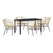 Afuera Living 5 Piece Poly Rattan Garden Dining Set in Brown