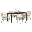 Afuera Living 5 Piece Poly Rattan Garden Dining Set in Brown