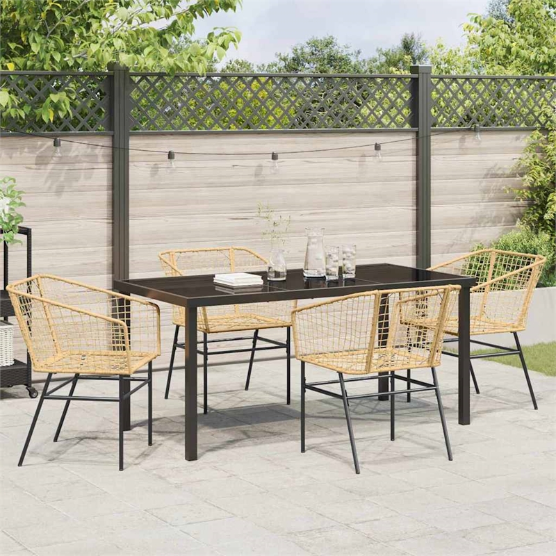Afuera Living 5 Piece Poly Rattan Garden Dining Set in Brown