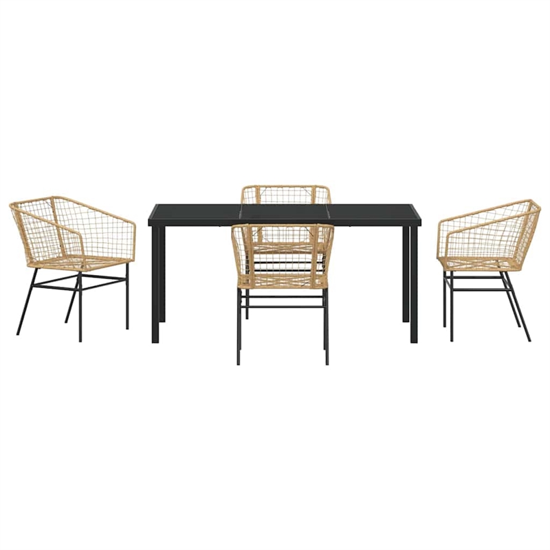 Afuera Living 5 Piece Poly Rattan Garden Dining Set in Brown