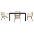 Afuera Living 5 Piece Poly Rattan Garden Dining Set in Brown