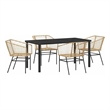 Afuera Living 5 Piece Poly Rattan Garden Dining Set in Brown