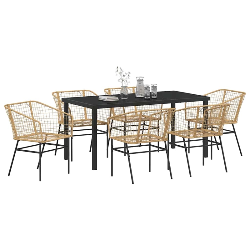 Afuera Living 7 Piece Poly Rattan Garden Dining Set in Brown