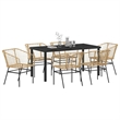 Afuera Living 7 Piece Poly Rattan Garden Dining Set in Brown