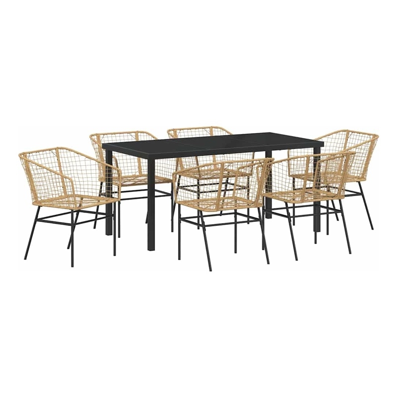 Afuera Living 7 Piece Poly Rattan Garden Dining Set in Brown