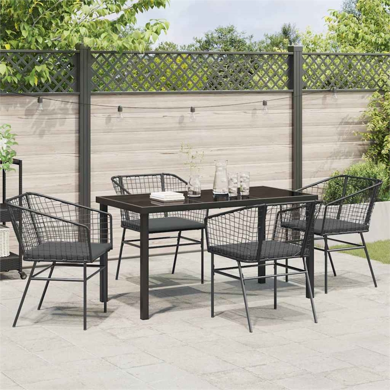 Afuera Living 5 Piece Poly Rattan Garden Dining Set in Black