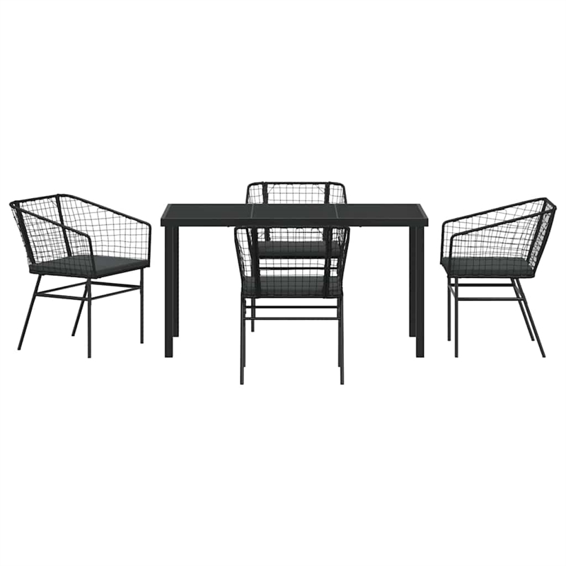 Afuera Living 5 Piece Poly Rattan Garden Dining Set in Black