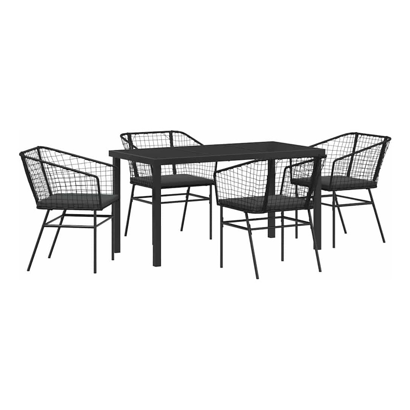Afuera Living 5 Piece Poly Rattan Garden Dining Set in Black