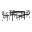 Afuera Living 5 Piece Poly Rattan Garden Dining Set in Black