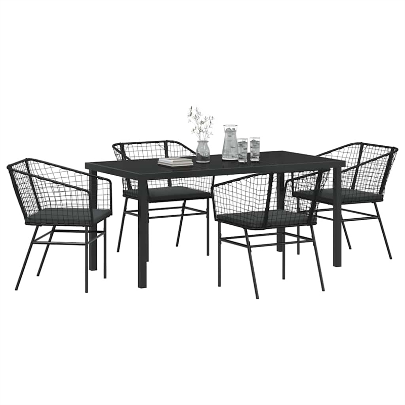 Afuera Living 5 Piece Poly Rattan Garden Dining Set in Black