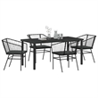 Afuera Living 5 Piece Poly Rattan Garden Dining Set in Black