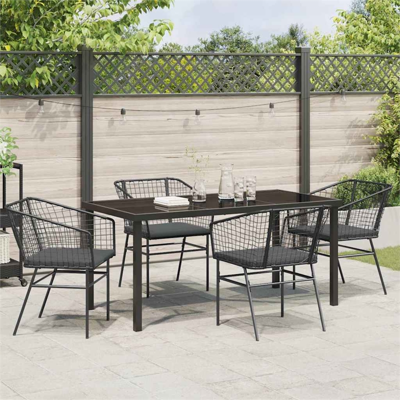 Afuera Living 5 Piece Poly Rattan Garden Dining Set in Black