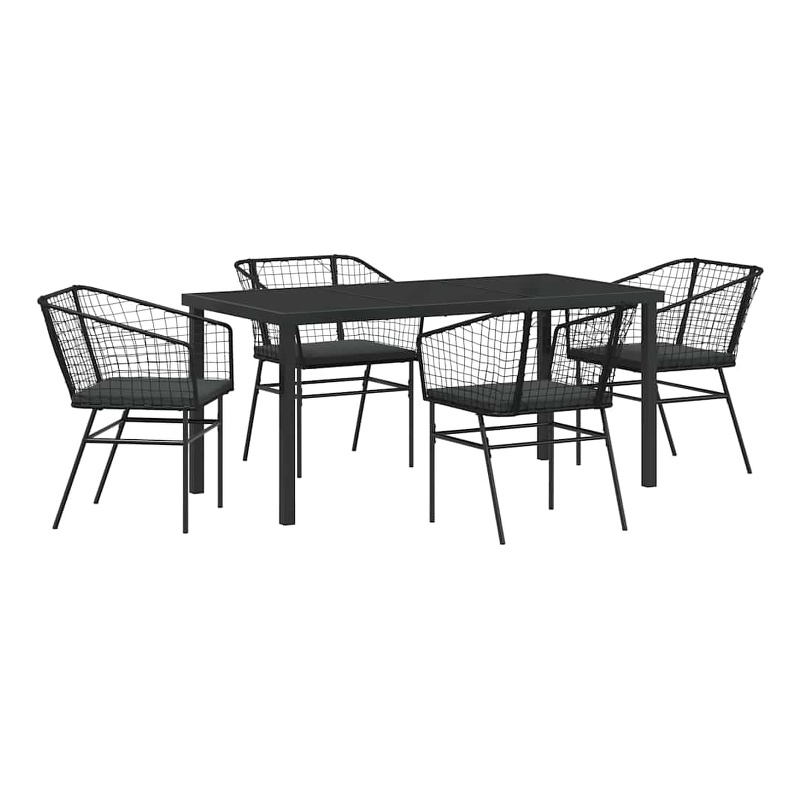 Afuera Living 5 Piece Poly Rattan Garden Dining Set in Black