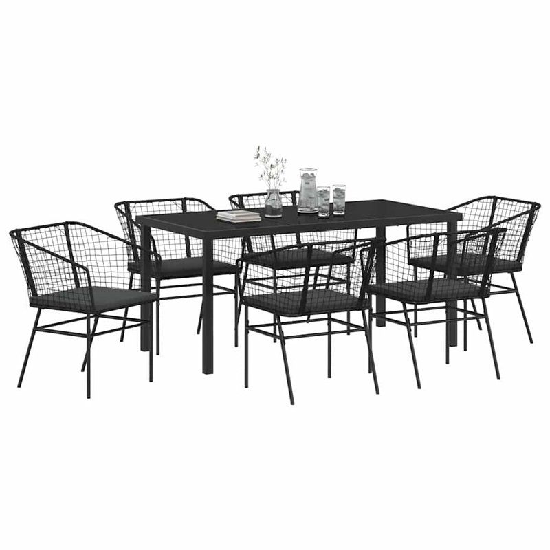 Afuera Living 7 Piece Poly Rattan Garden Dining Set in Black